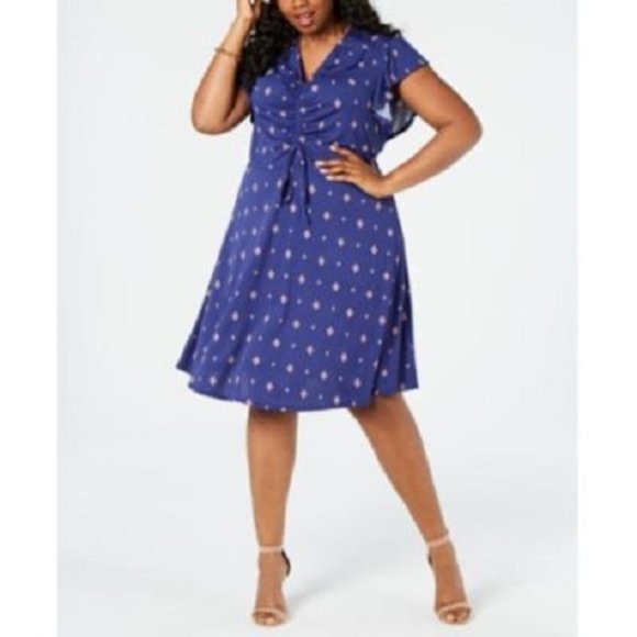 New Monteau Ruched Flutter Sleeve Shift Dress - Picture 1 of 7